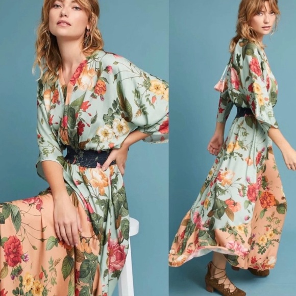 FARM Rio Dresses & Skirts - Farm Rio x Anthropologie Marilla Maxi Dress Floral Size XS Kimono Sleeve